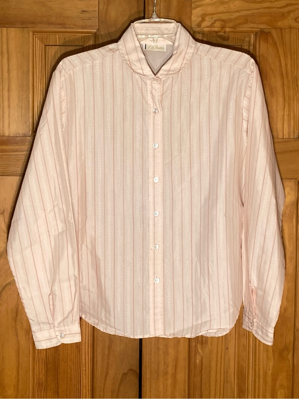 EUC TR Bentley Vintage 90s Top Long Sleeve Career Blouse Pink Size L Large